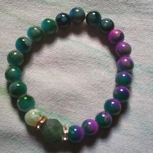 Elegant Green and Purple Beaded Bracelet